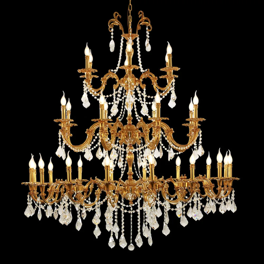 Alésia Crystal Chandelier, 55" in antique brass