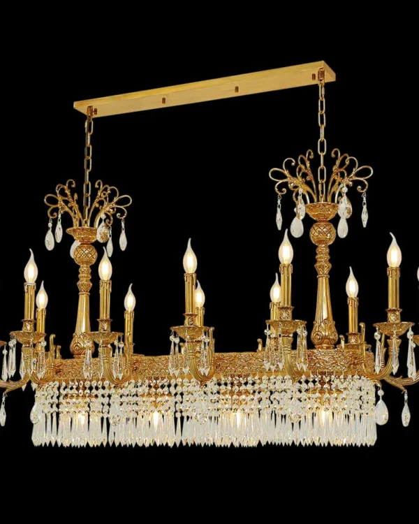 Austerlitz Crystal Chandelier, 24" in antique brass