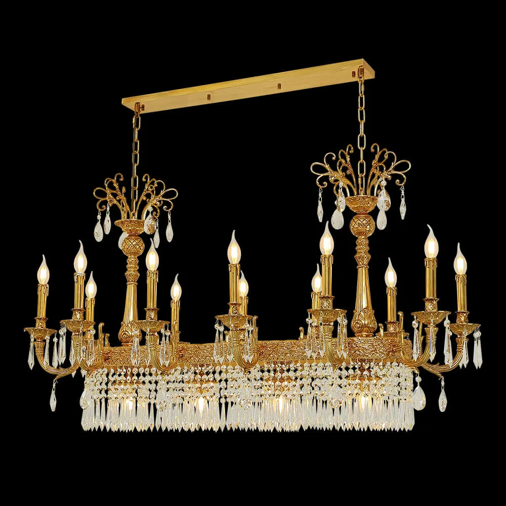 Austerlitz Crystal Chandelier, 24" in antique brass