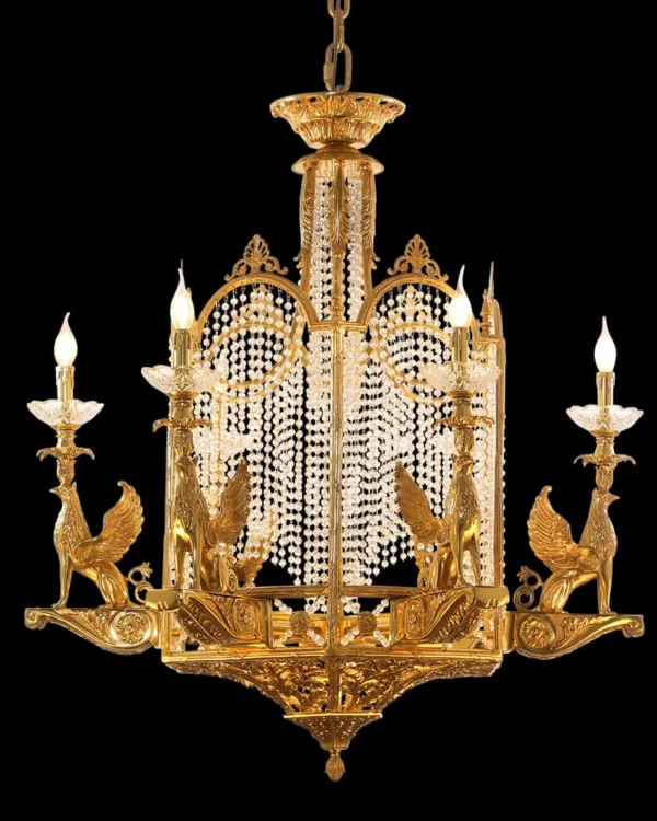 Auteuil Crystal Chandelier, 39" in antique brass