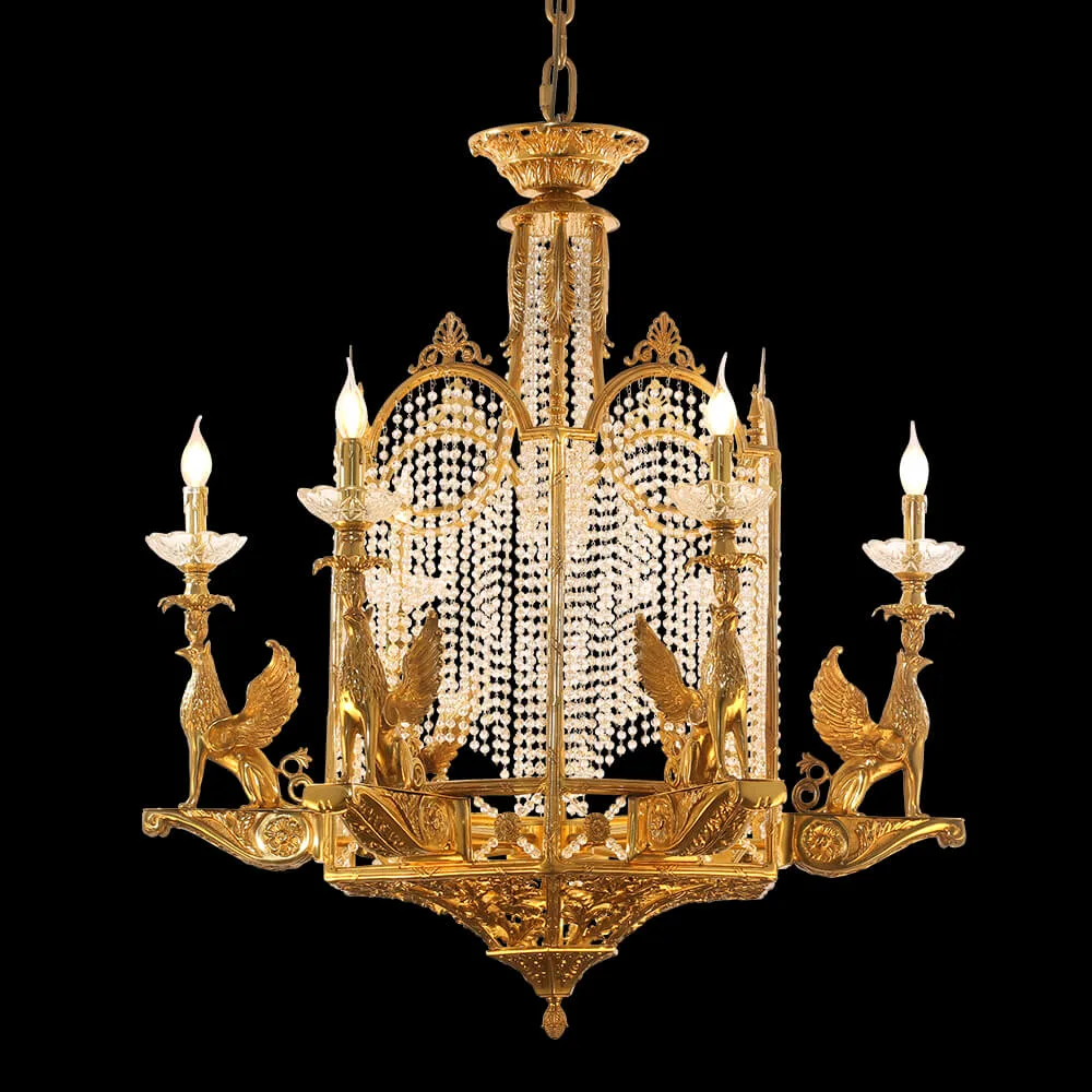 Auteuil Crystal Chandelier, 39" in antique brass