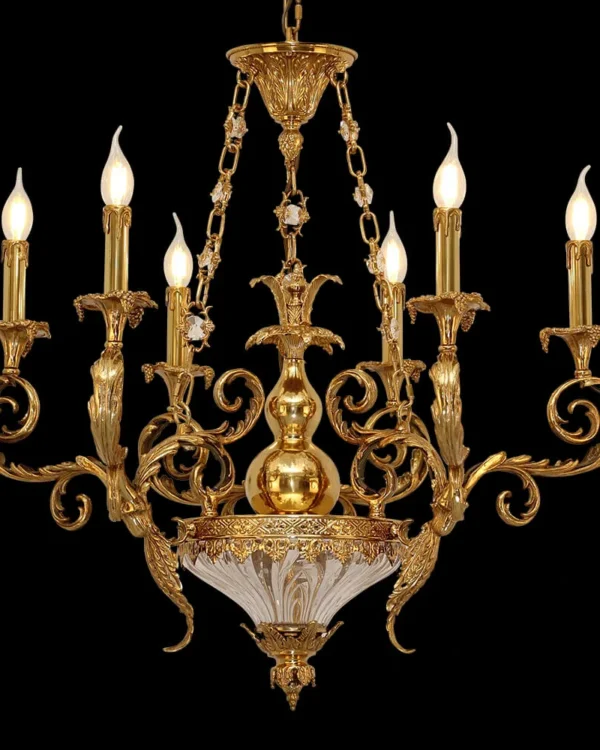 Babylone Brass Chandelier, 32" in antique brass