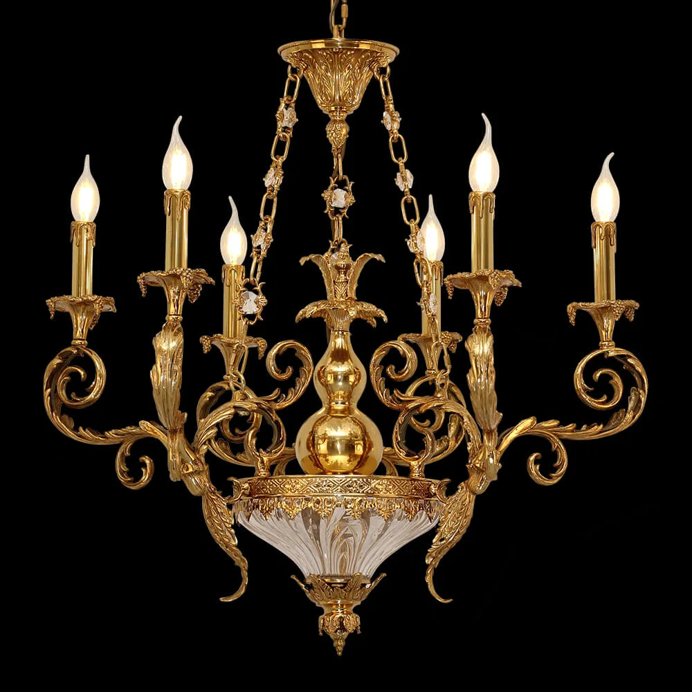 Babylone Brass Chandelier, 32" in antique brass