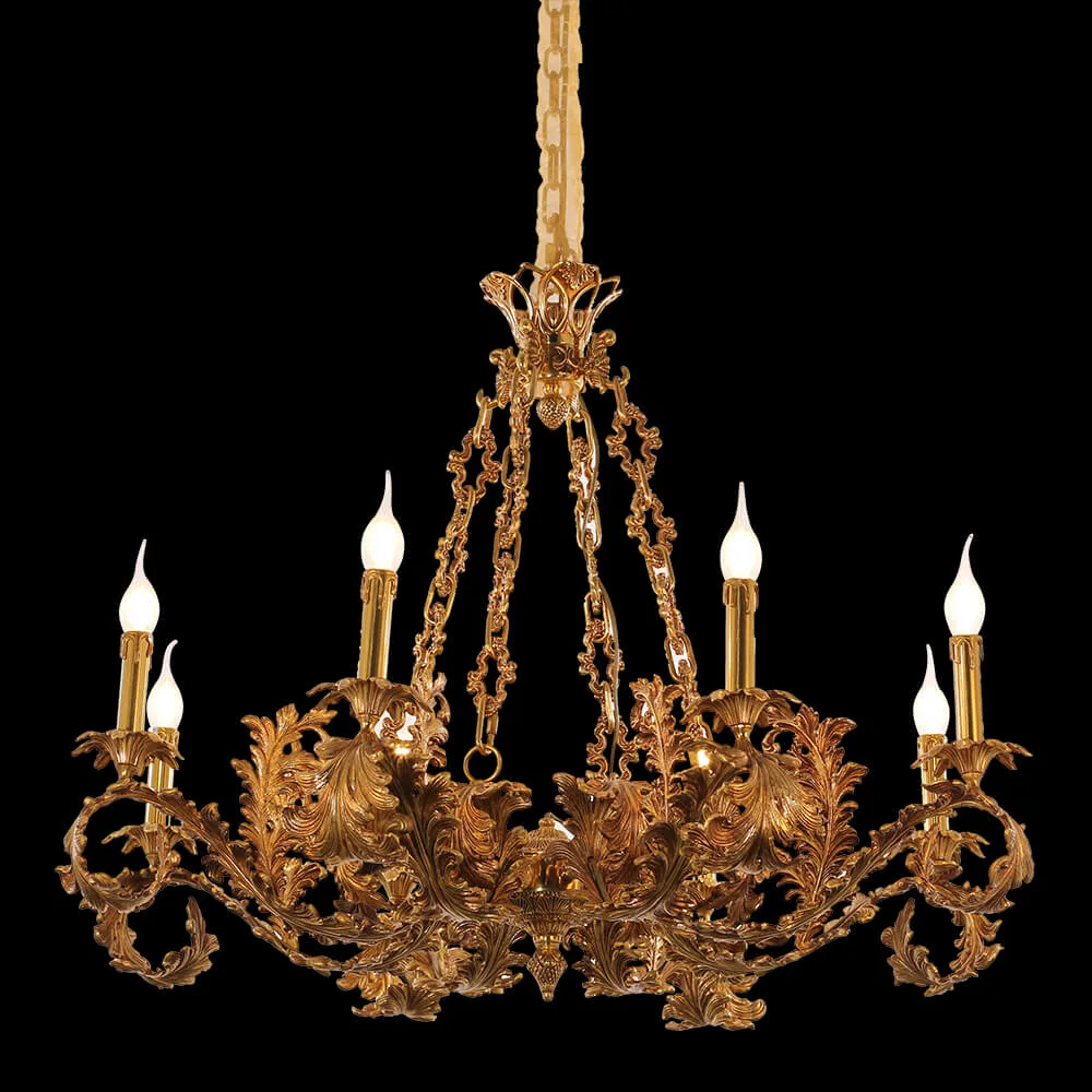 Babylone Brass Chandelier, 35" in antique brass