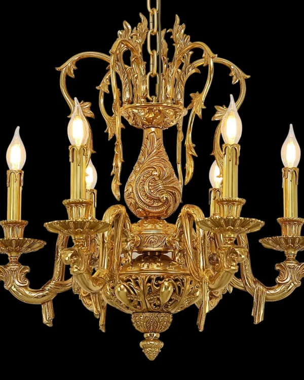 Bastille Brass Chandelier, 24" in antique brass