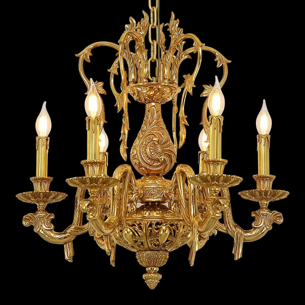 Bastille Brass Chandelier, 24" in antique brass