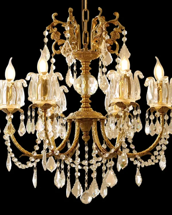 Bastille Crystal Chandelier, 25" in antique brass
