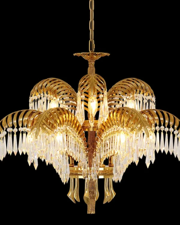 Batignolles Two-Tier Crystal Chandelier, 30" in antique brass