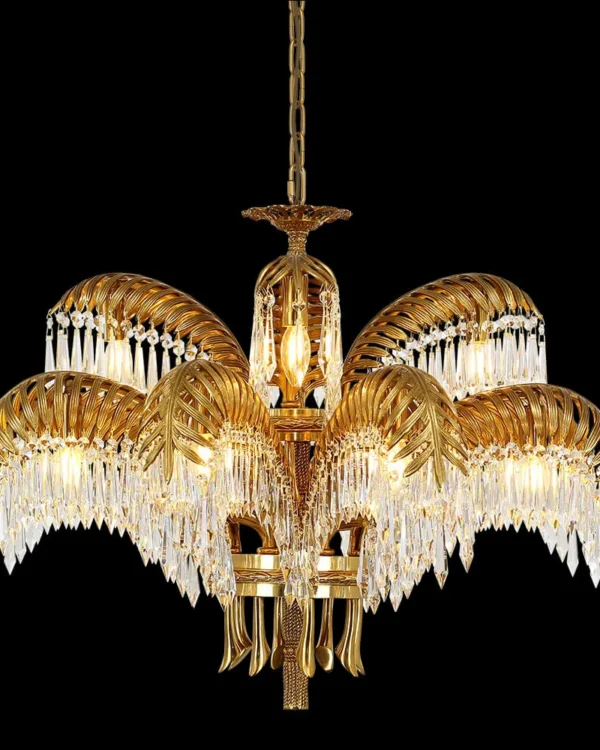 Batignolles Two-Tier Crystal Chandelier, 32" in antique brass