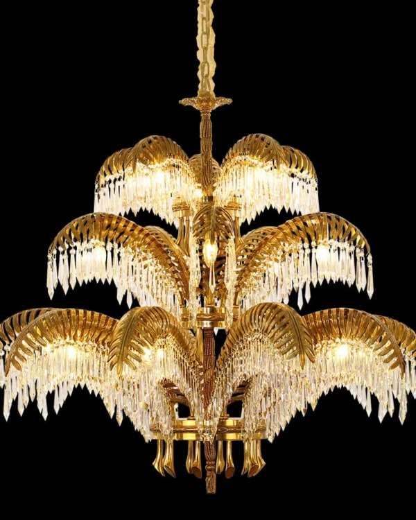 Batignolles Three-Tier Crystal Chandelier, 47" in antique brass