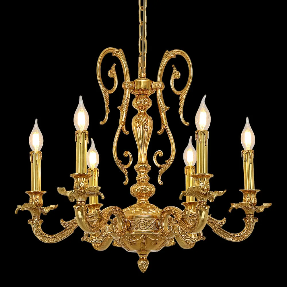 Belleville Brass Chandelier, 25" in antique brass