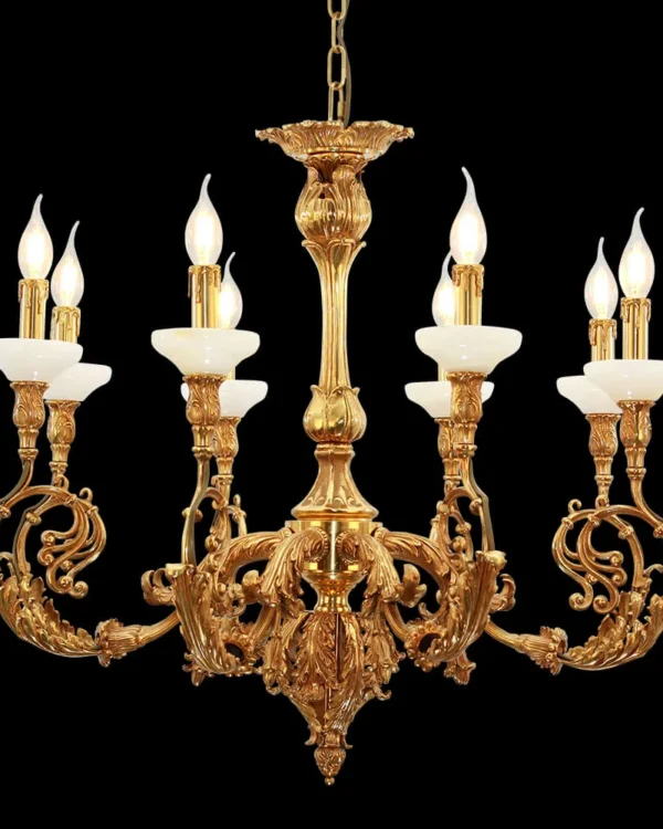 Belleville Glass Chandelier, 29" in antique brass
