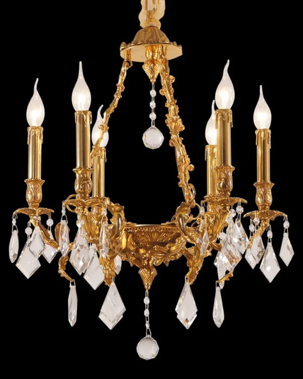 Bercy Crystal Chandelier, 24" in antique brass