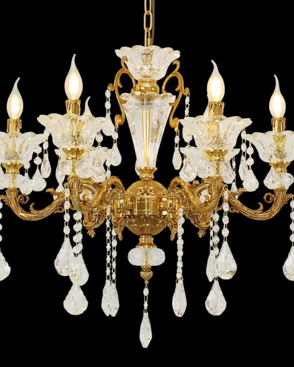 Bercy Crystal Chandelier, 28" in antique brass