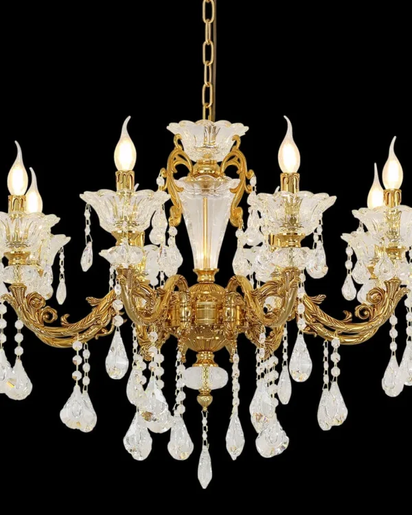 Bercy Crystal Chandelier, 32" in antique brass