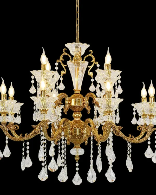 Bercy Crystal Chandelier, 39" in antique brass