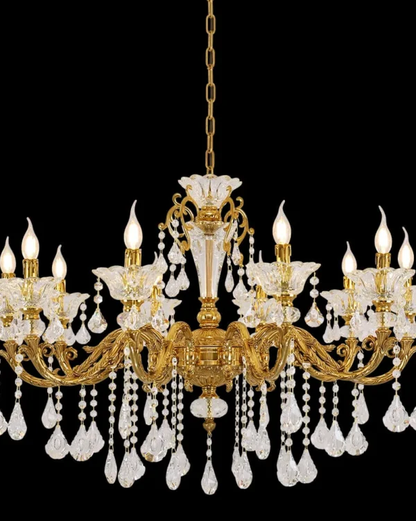 Bercy Crystal Chandelier, 43" in antique brass