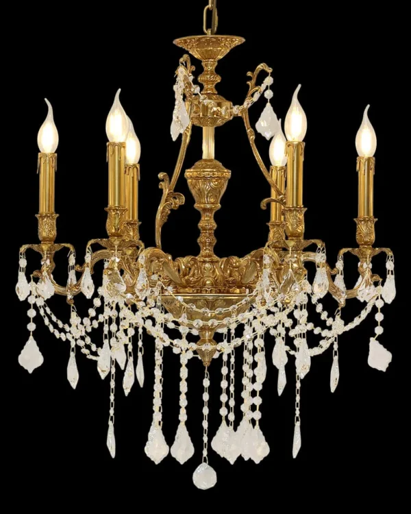 Breteuil Crystal Chandelier, 25" in antique brass