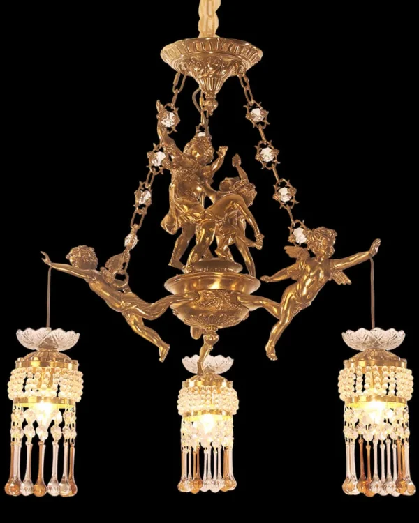 Breteuil Crystal Chandelier, 28" in antique brass
