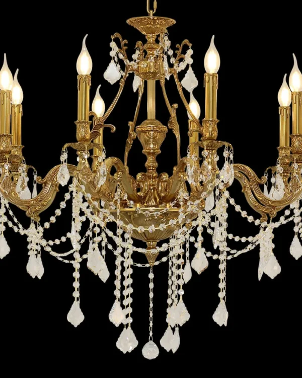 Breteuil Crystal 8-Light Chandelier, 33" in antique brass