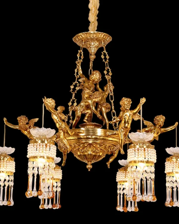 Breteuil Crystal 6-Light Chandelier, 33" in antique brass