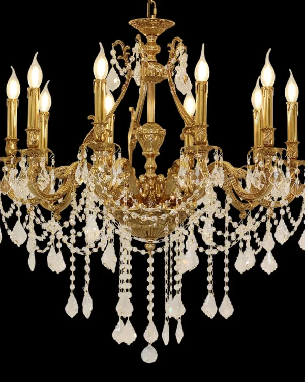 Breteuil Crystal Chandelier, 36" in antique brass