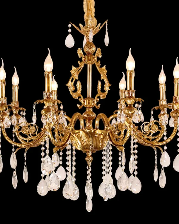 Cluny Crystal Chandelier, 35" in antique brass
