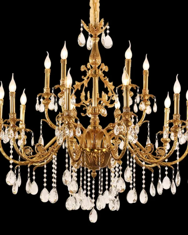 Cluny Crystal Chandelier, 43" in antique brass
