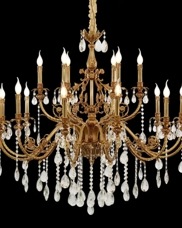 Cluny Crystal Chandelier, 47" in antique brass