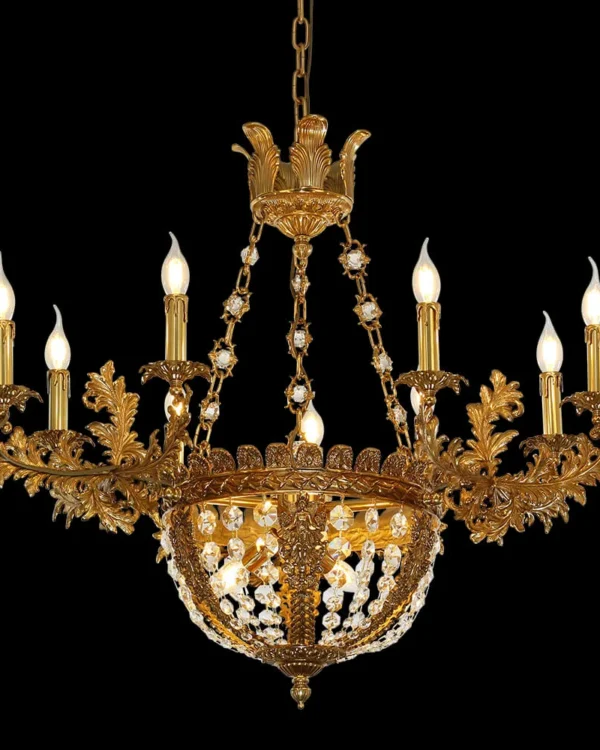 Courcelles Crystal Chandelier, 31" in antique brass