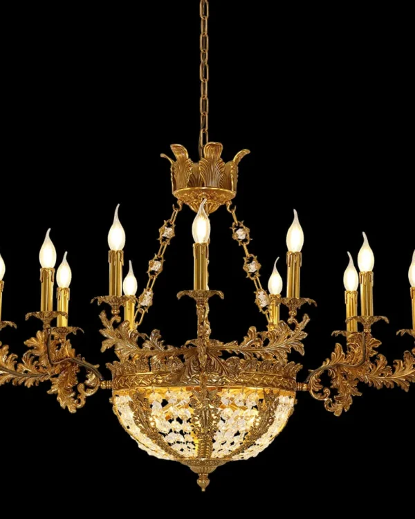 Courcelles Crystal Chandelier, 41" in antique brass