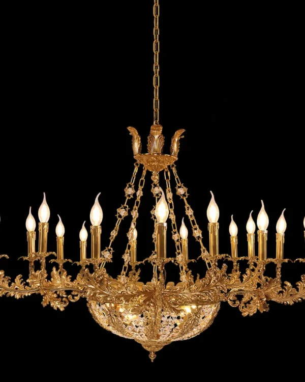 Courcelles Crystal Chandelier, 47" in antique brass