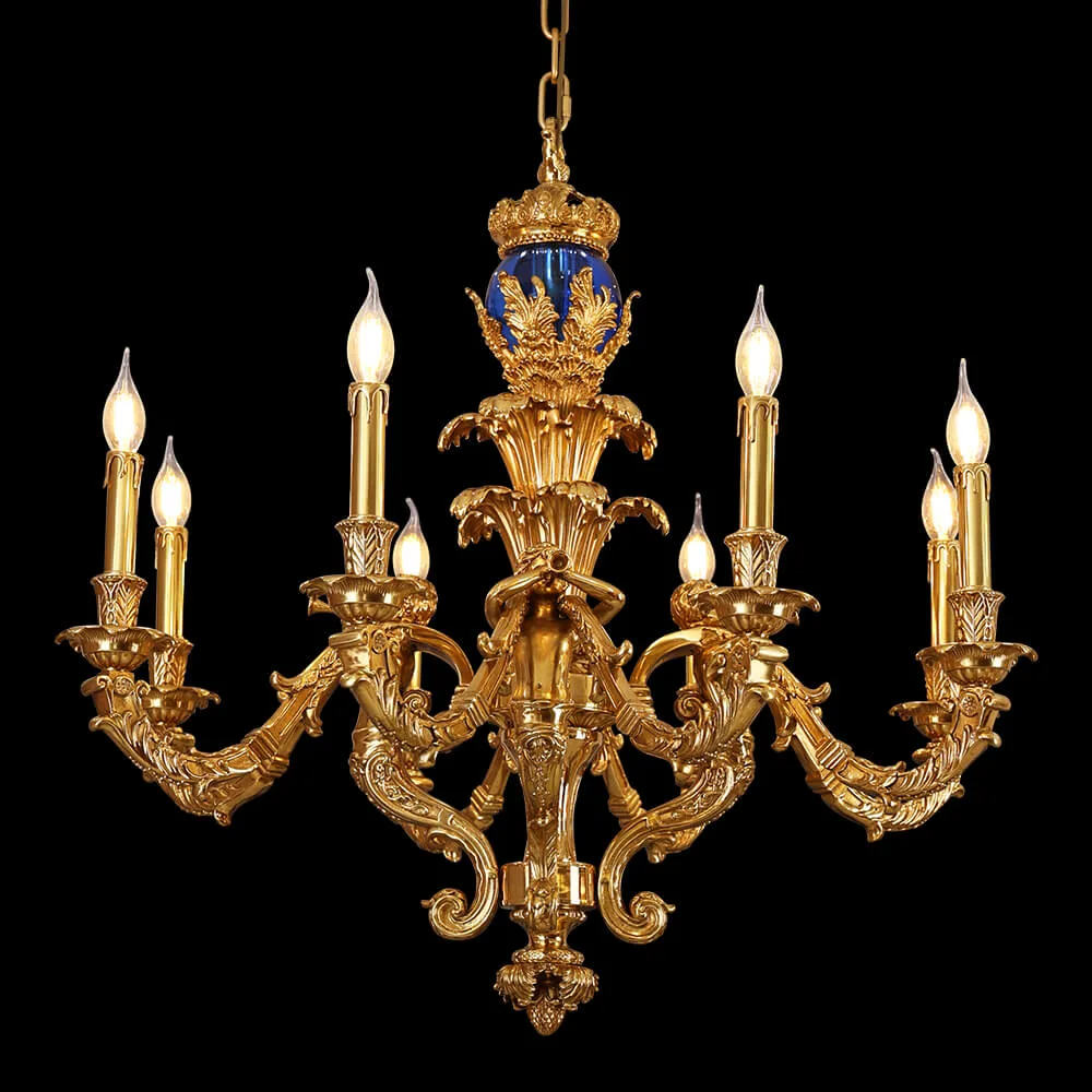 Denfert Brass Chandelier, 33" in antique brass