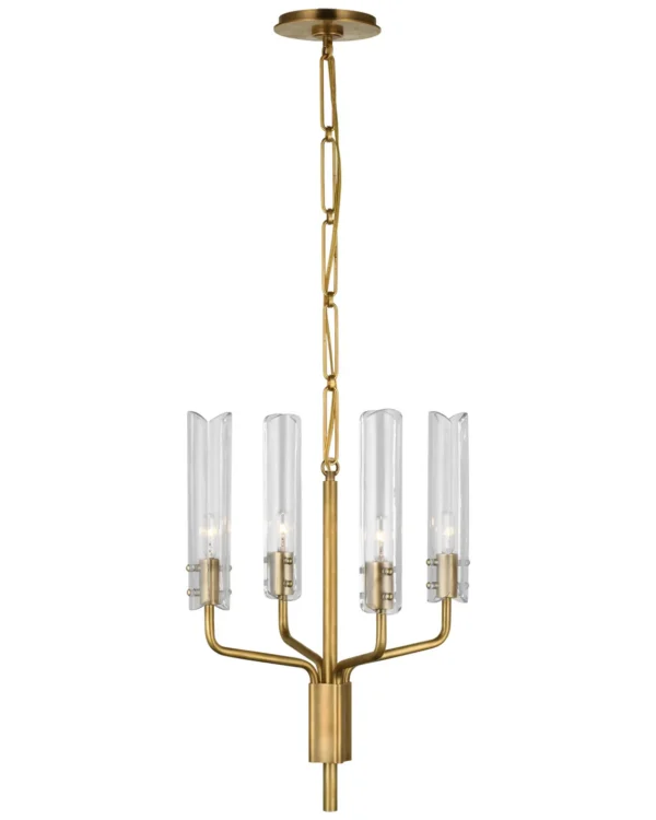 Doré Glass Chandelier, 15" in antique brass