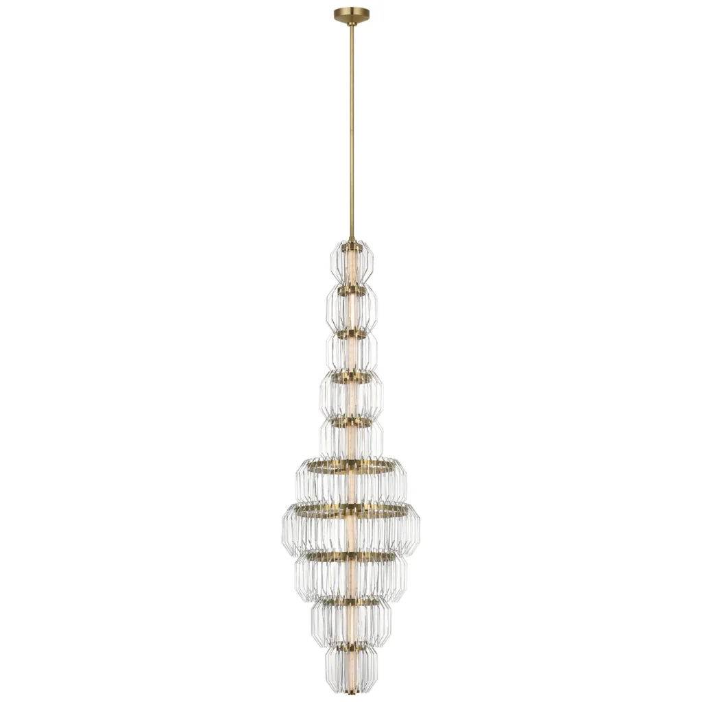 Doré Glass Chandelier, 19" in brass