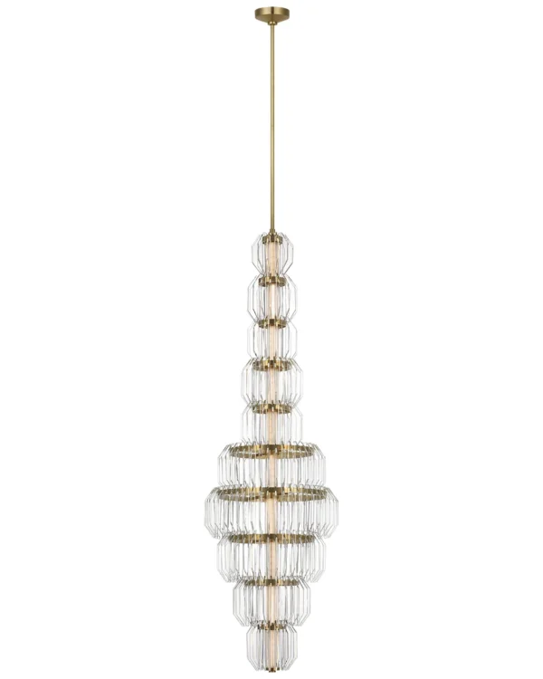Doré Glass Chandelier, 19" in brass