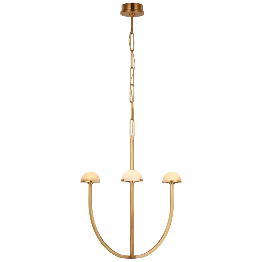 Doré Alabaster Chandelier, 21" in antique brass
