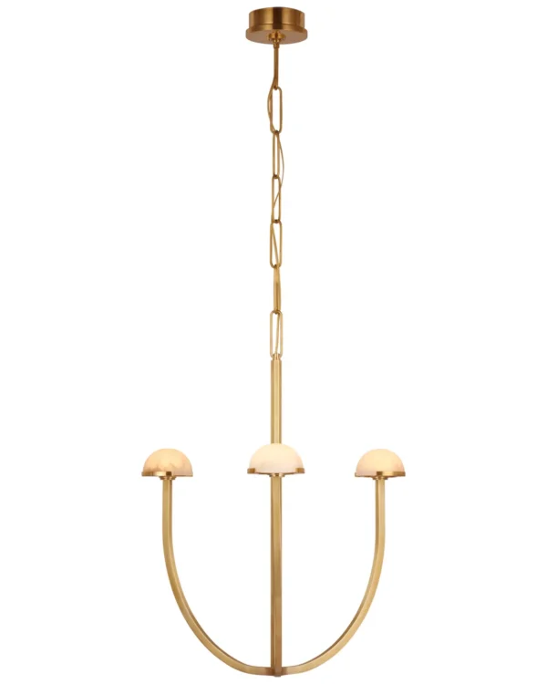 Doré Alabaster Chandelier, 21" in antique brass