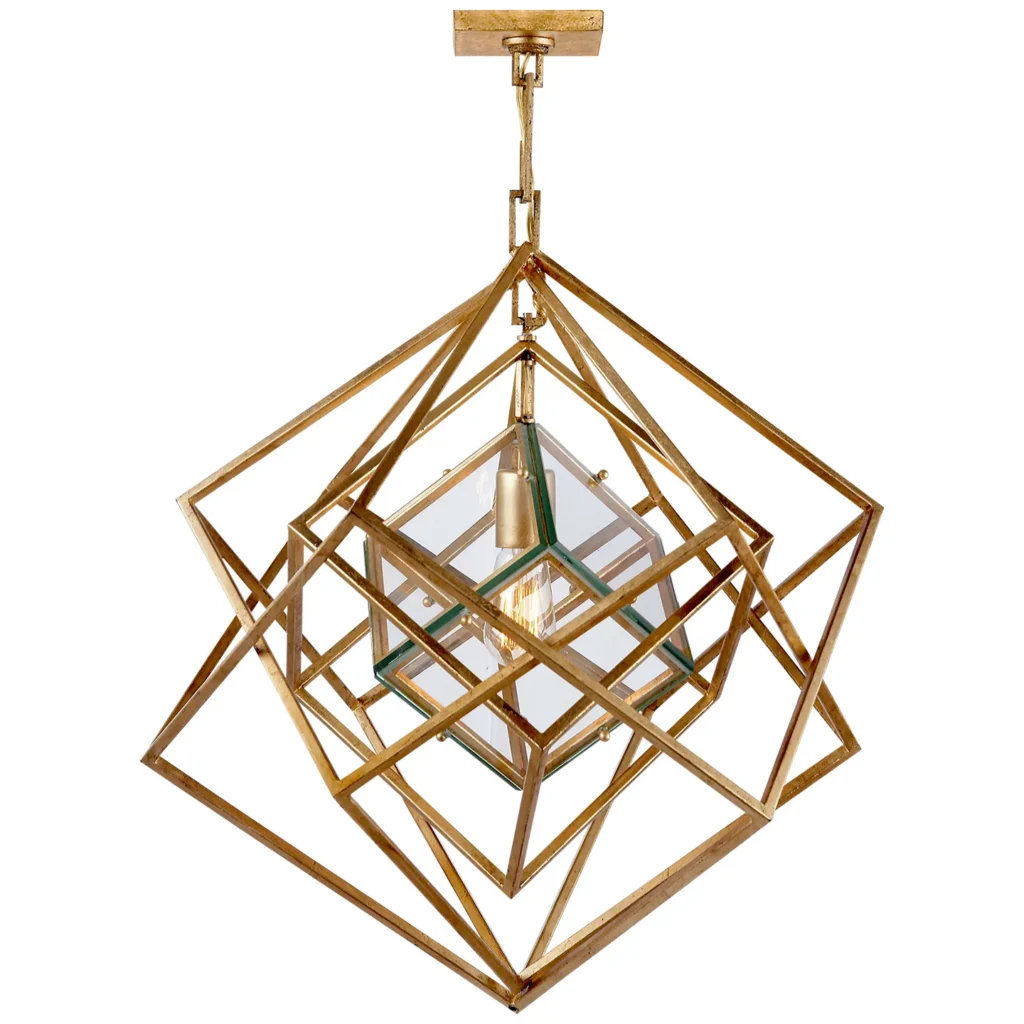 Doré Glass 1-Light Chandelier, 22" in gold