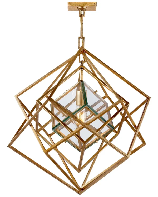Doré Glass 1-Light Chandelier, 22" in gold