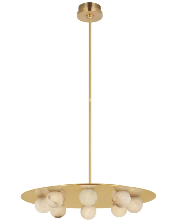 Doré Alabaster Chandelier, 24" in antique brass