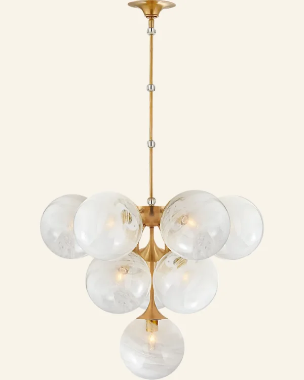 Doré Glass Chandelier, 28" in antique brass