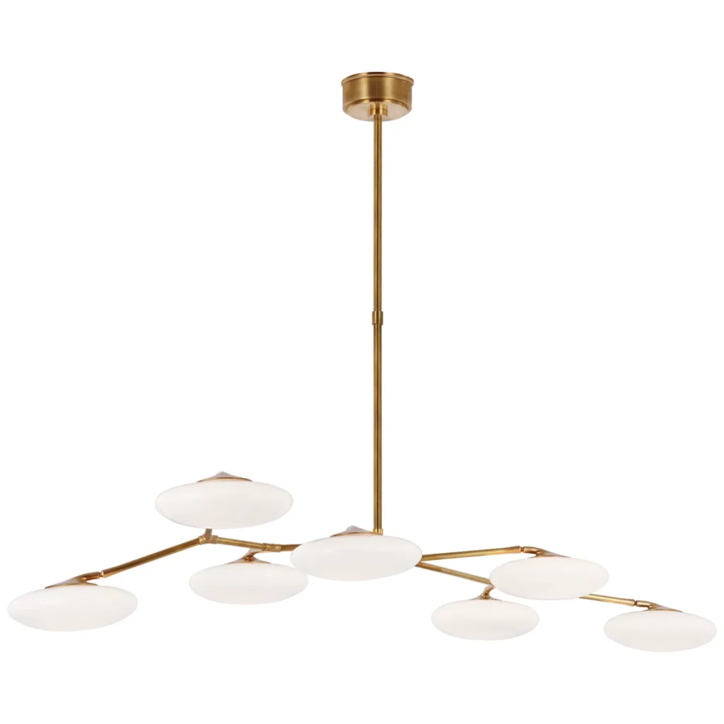 Doré Linear Glass Chandelier, 30" in antique brass