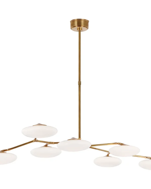 Doré Linear Glass Chandelier, 30" in antique brass