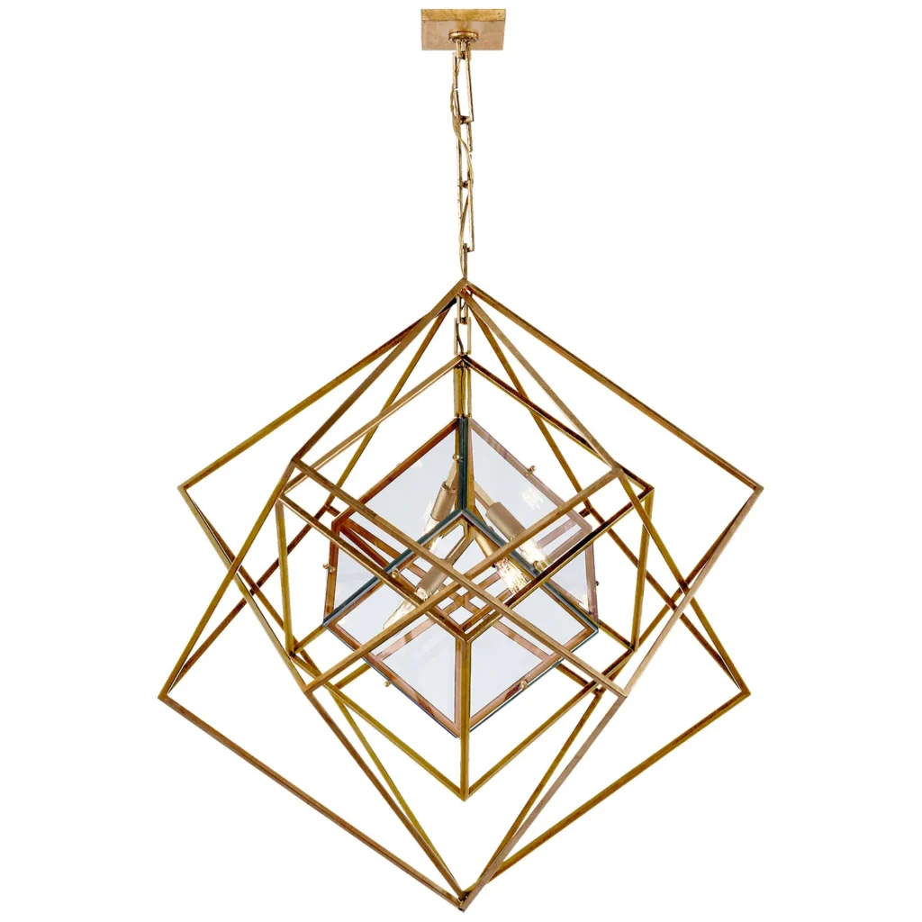 Doré Glass 4-Light Chandelier, 32" in gold