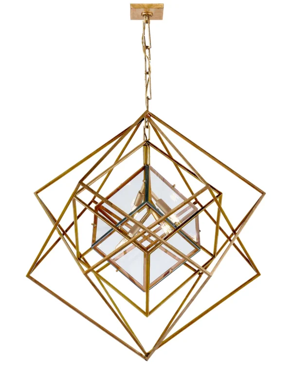 Doré Glass 4-Light Chandelier, 32" in gold