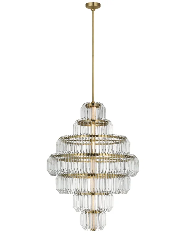 Doré Glass Chandelier, 32" in brass