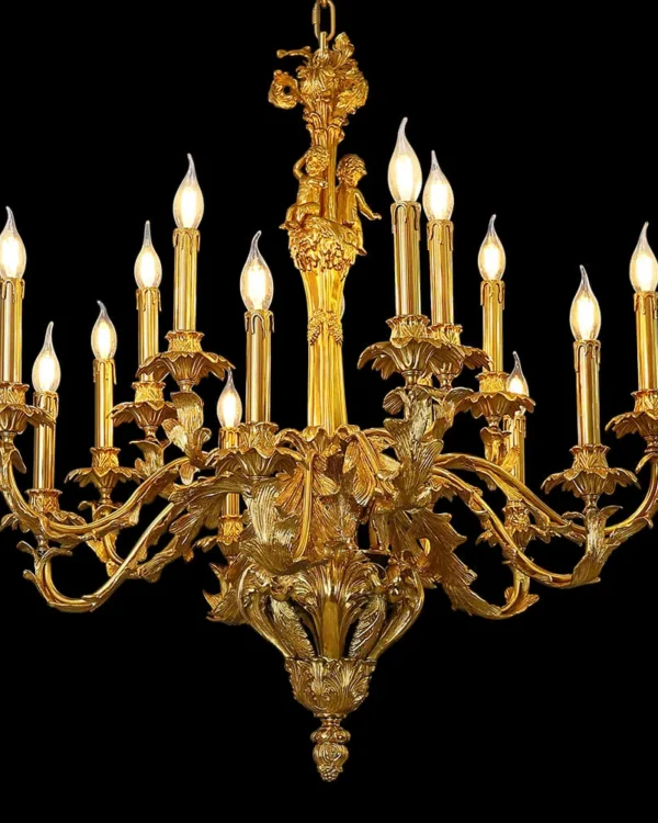 Doré Brass Chandelier, 34" in antique brass