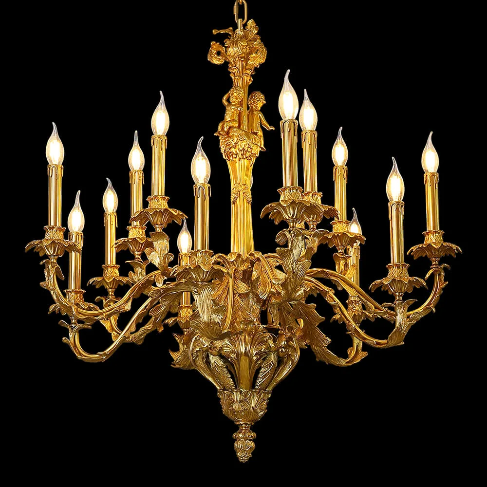 Doré Brass Chandelier, 34" in antique brass