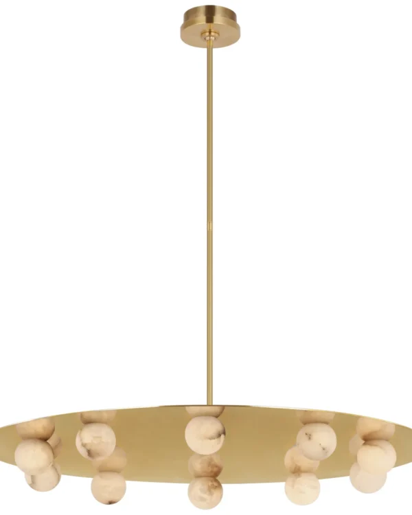Doré Alabaster Chandelier, 36" in antique brass